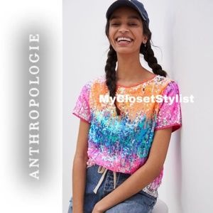Anthropologie Eva Franco Sequin Top Rainbow XS NWT